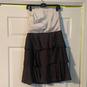White House Black Market Strapless Black and White Dress